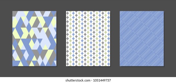 Cover Design Templates Set in Pastel Color Design. Geometric Patterns with Rectangles, Strips. Minimal Geometric Templates in Modern Style. Covers for Magazine, Presentation, Book. Abstract Wallpaper.