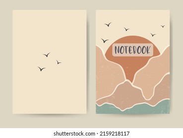 Cover design with textured mountain landscape. Size A4