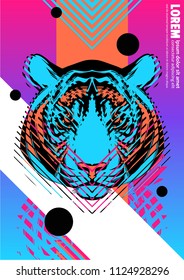 Cover with design of tiger's head. Applicable for Banners, Placards, Posters, Flyers and Banner Designs. 