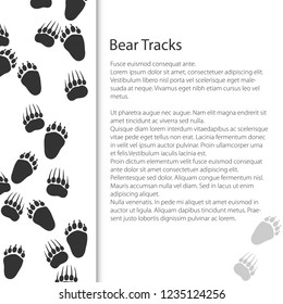Cover Design with Traces of Forest Animal, Trace of a Predatory Animal Bear, Vector Illustration