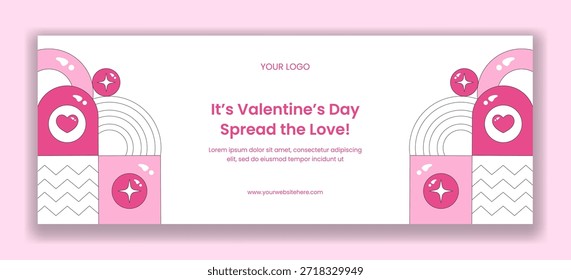 Diseño de la cubierta para el día de San Valentín con estilo de ilustración plano dibujado a mano de dibujos animados