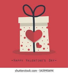 The cover design for the Valentine's day.The white gift box with red hearts on it and the phrase Happy valentine's day at the bottom of the image.