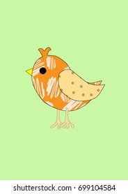 Cover Design. Variegated bird on a green background