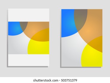 cover design, vector, illustration, copy space for text, editable template, brochure, vertical orientation, blue, brown and yellow shade