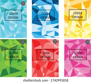 cover design vector  light blue yellow green red pink vivid triangles 