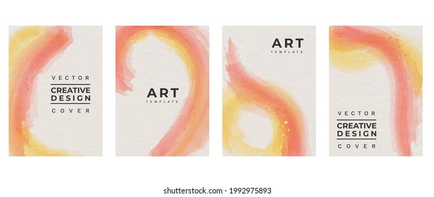 Cover design vector set. Watercolor book cover design, Abstract art design with colorful watercolor background. Can be use for poster, wall arts, magazine,  brochure , banner and website.
