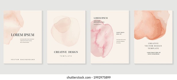 Cover design vector set. Watercolor book cover design, Abstract art design with colorful watercolor background. Can be use for poster, wall arts, magazine,  brochure , banner and website.