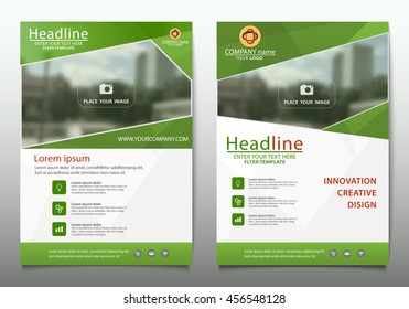 Cover design, vector template of the annual report, booklets, brochures, presentations, flyers on white and green background. A4 layout.