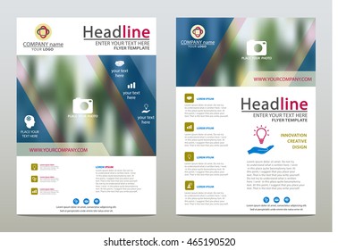 Cover design, vector template of the annual report, booklets, brochures, presentations, flyers on white and blue background. A4 layout.
