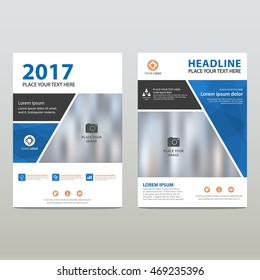 Cover design, vector template of the annual report, booklets, brochures, presentations, flyers on white and blue background. A4 layout.