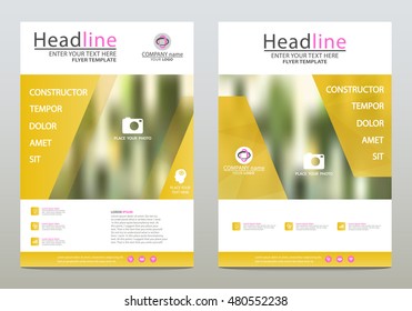 Cover design, vector template of the annual report, booklets, brochures, presentations, flyers on white and yellow background. A4 layout.