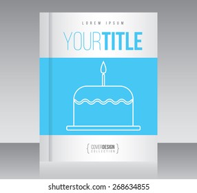 Cover design vector template with birthday cake, minimal style