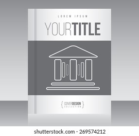 Cover design vector template with historic building, minimal style