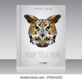 Cover design vector template with owl, minimal style