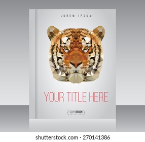 Cover design vector template with tiger, minimal style