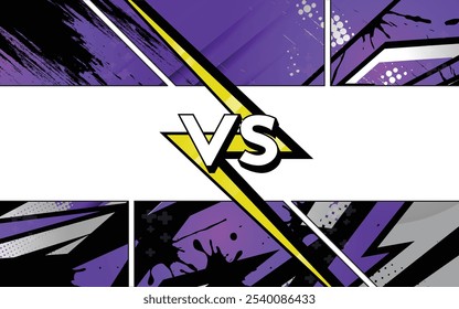 Cover design, versus comic template with purple abstract background, eps 10, editable.