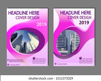 cover design with violet theme with abstract curved and 3d with blank images, for book covers, magazines, flyers etc. you can replace this exampe images with your pictures