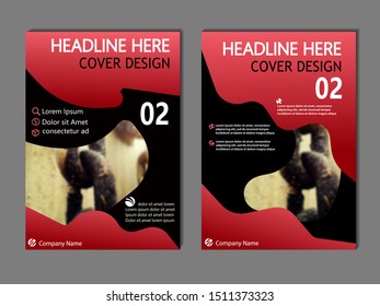 cover design with a wavy red and black theme with sample images, for covers of books, magazines, leaflets and so on, you can replace the sample images with your pictures