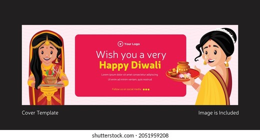 Cover design of wish you a very happy Diwali Indian festival template.