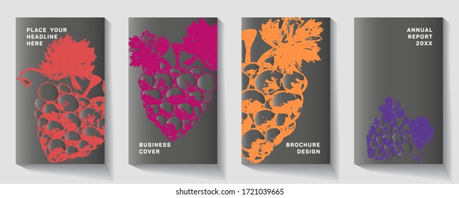 Cover design for you personal cover. Abstract Vector Wrapped Paper Container with Label Cover. Vine theme for book cover. Wine texture illustration in style of engraving.