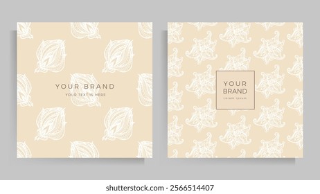 Cover design for your menu, invitation, folder, notepad, postcard. Floral pattern in elegant pastel colors. Set of square format templates. Vector illustration.