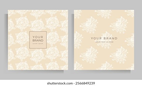 Cover design for your menu, invitation, folder, notepad, postcard. Floral pattern in elegant pastel colors. Set of square format templates. Vector illustration.