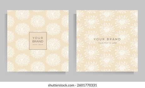 Cover design for your menu, invitation, folder, notepad, postcard. Floral pattern in elegant pastel colors. Set of square format templates. Vector illustration.