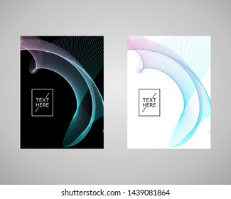 Cover designs for books, brochures, leaflets, magazines with wavy line effects in vector images