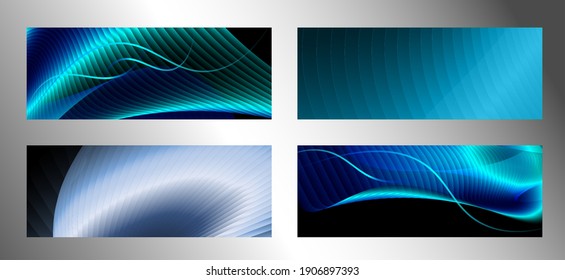 Cover designs set. Stripes with colored metallic sheen, gradient. Creative background, wallpaper, magazine cover. EPS vector