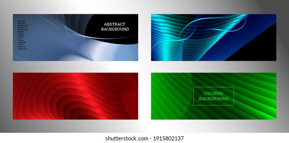 Cover designs set. Stripes with colored metallic sheen, gradient. Creative background, wallpaper, magazine cover. EPS vector