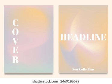Cover-Designs mit fließenden abstrakten Farbverläufen in natürlichen Farbtönen. Perfekt für den Einsatz in Broschüren, Broschüren, Bannern, Postern, Bildschirmhintergründen, Brandingmaterialien und Social Media
