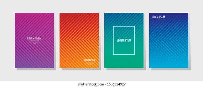 Cover designs in trendy minimal style. Colorful geometric patterns. Background template for cover.