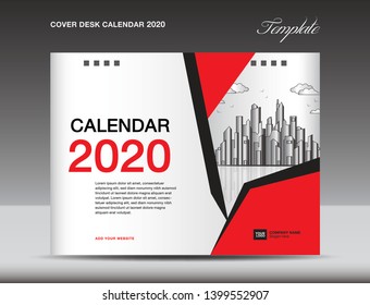 Cover Desk Calendar 2020 Design, flyer template, ads, booklet, catalog, newsletter, book cover, annual report cover, Red background design