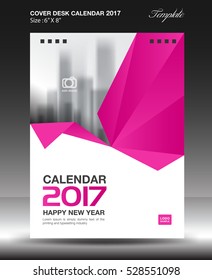 Cover Desk calendar 2020 year Size 6x8 inch vertical, business flyer vector, Pink polygon background