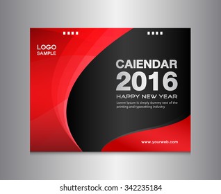 Cover Desk Calendar  2021 vector template, Red cover design, calendar design, Calendar 2016, gold background