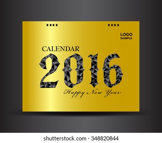 Cover Desk Calendar  2021 vector template, cover design, calendar design, Calendar 2016, gold background