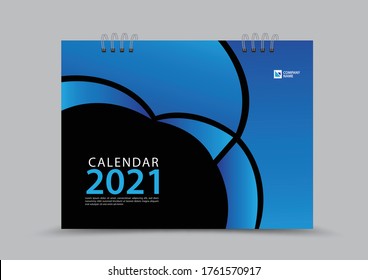 Cover desk calendar 2021 year template vector illustration, corporate design, Business flyer, brochure cover, blue abstract background, Annual report, creative idea