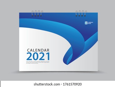 Cover desk calendar 2021 year template vector illustration, corporate design, Business flyer, brochure cover, blue abstract background, Annual report, creative idea