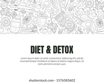 Cover for detox and diet. Vector illustration.