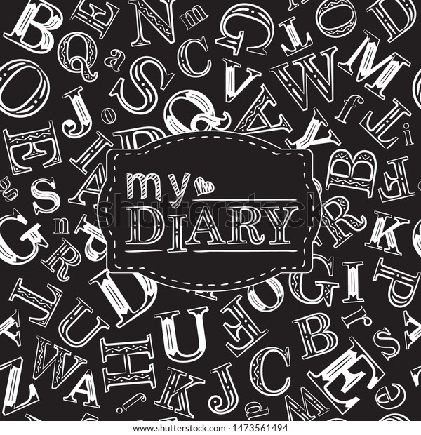 Cover Diary Seamless Lettering Background Vector Stock Vector (Royalty ...