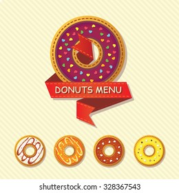 Cover donuts menu. Vector illustration