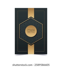 cover of elegant pattern motif in gold color
