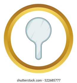 Cover for eye exam vector icon in golden circle, cartoon style isolated on white background
