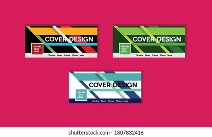 Cover Facebook Design Template, Set Colorful Modern Design