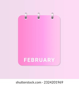 cover of February Daily calendar.  month on white paper note. Vector