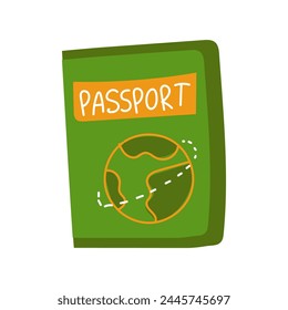 Cover for the flat passport. The green passport cover is highlighted on a white background. vector illustration. The passport icon is highlighted on a white background. Passport cover with flat design