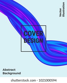 Cover flow fluid, wave liquid design, modern abstract colorful holographic shape on the white background. Templates for banner, card, flyer, party, birthday, brochure, placards, mobile technologies
