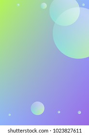 Cover fluid with round shapes. Gradient circles on holographic background. Modern hipster template for placards, banners, flyers, report, brochure. Minimal cover fluid in vibrant neon colors.