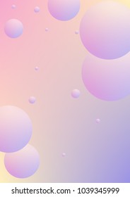 Cover fluid with round shapes. Gradient circles on holographic background. Modern hipster template for placards, banners, flyers, report, brochure. Minimal cover fluid in vibrant neon colors.