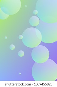 Cover fluid with round shapes. Gradient circles on holographic background. Modern hipster template for placards, banners, flyers, report, brochure. Minimal cover fluid in vibrant neon colors.